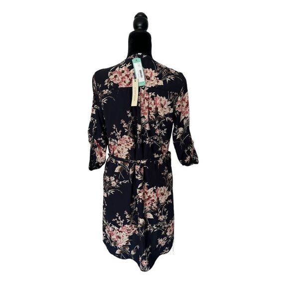 41 Hawthorn Cristen Navy Fall Floral Belted Shirt Dress Size Small NWT - Picture 5 of 16